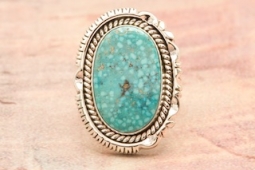 Artie Yellowhorse Genuine Kingman Spider Web Turquoise Ring